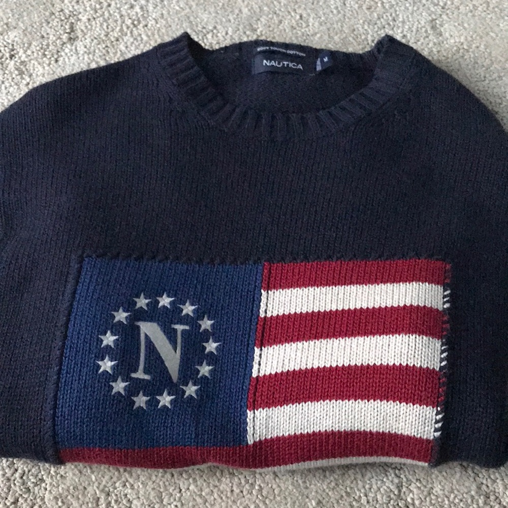 M Nautica American Flag Sweater